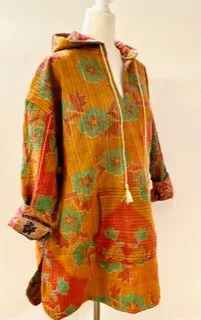 Throw and Go Hoodies Redefine Kantha: A Fashion Must. (Peach)