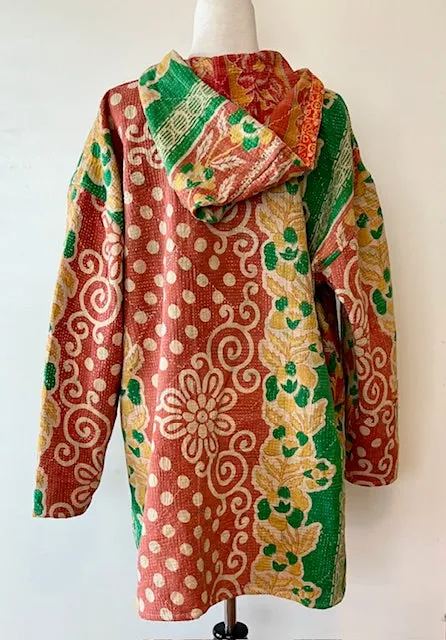 Throw and Go Hoodies Redefines Kantha (Green)