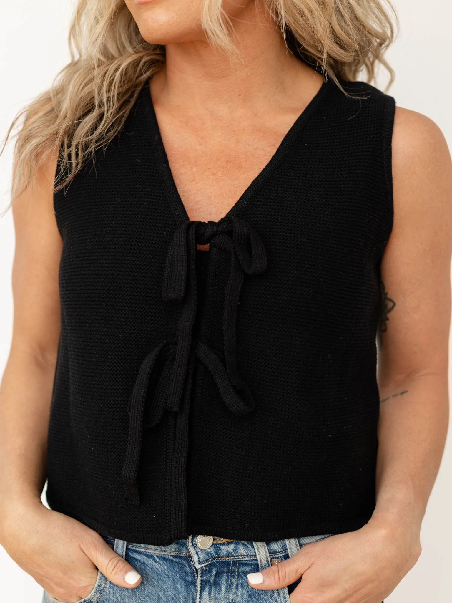 Tied Front Knitted Vest