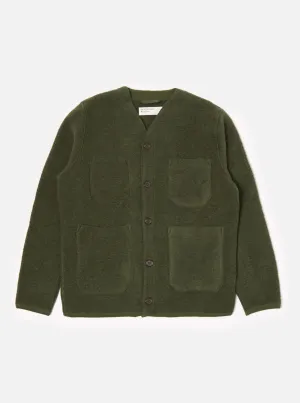 Universal Works Cardigan in Olive Wool Fleece