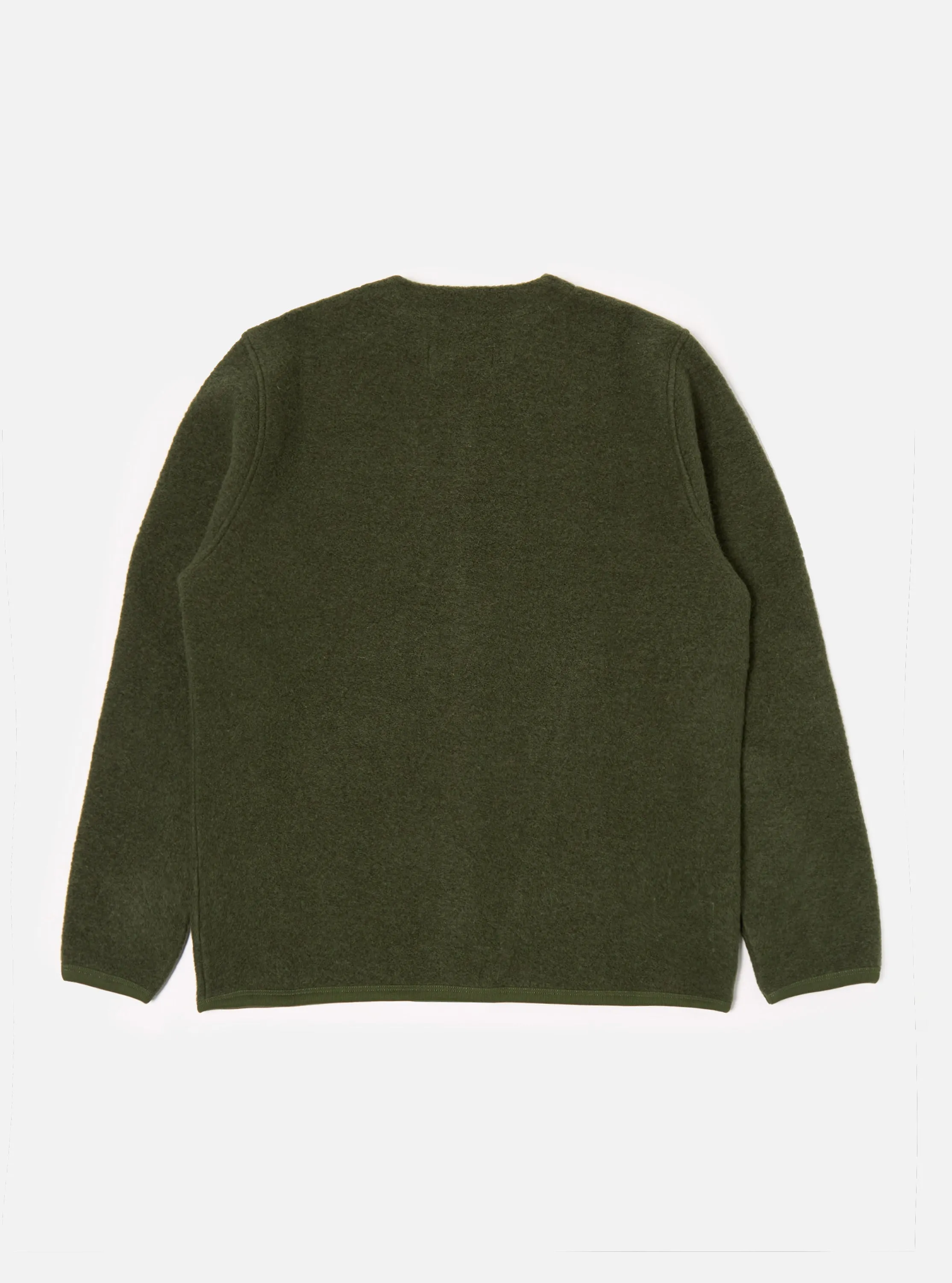 Universal Works Cardigan in Olive Wool Fleece