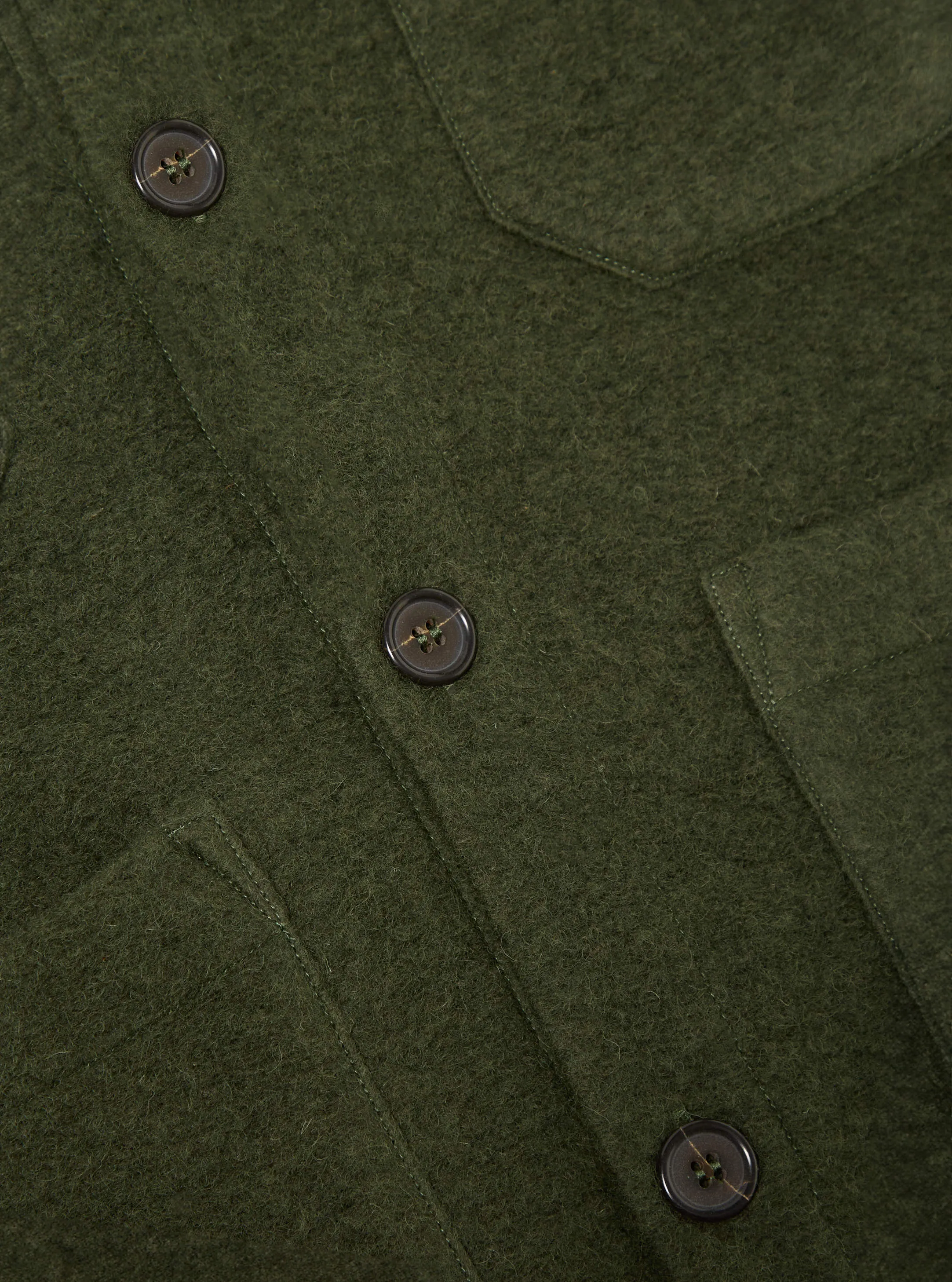 Universal Works Cardigan in Olive Wool Fleece