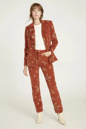 Velvet Blazer Jacket In Rust X Speck