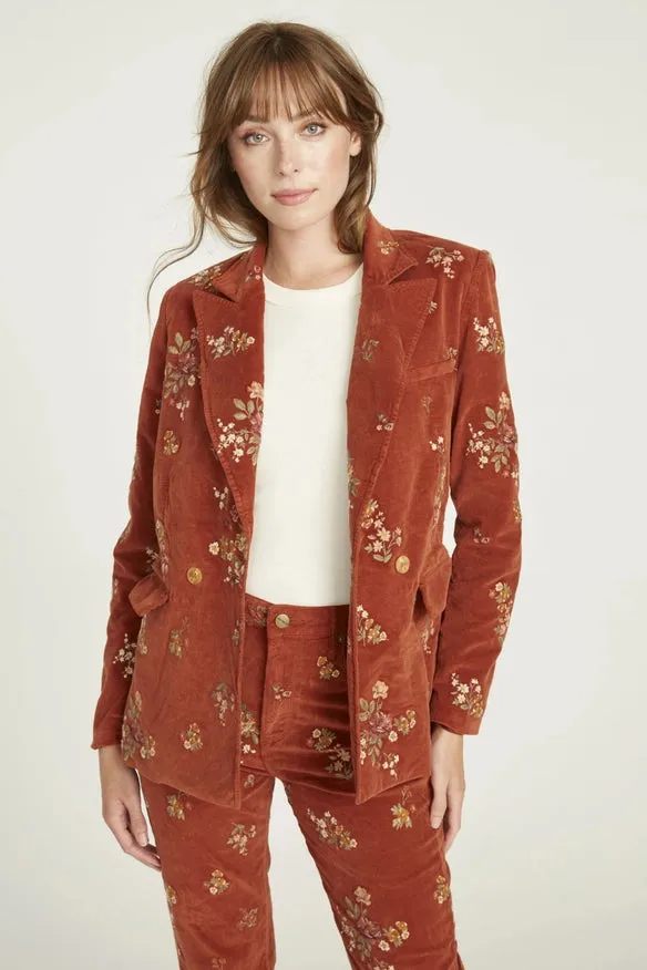 Velvet Blazer Jacket In Rust X Speck