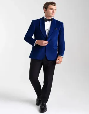 Velvet Blazer - Mens Blazer - Dinner Jacket "Venice" Sapphire Blue Velvet Dinner Jacket - Separates