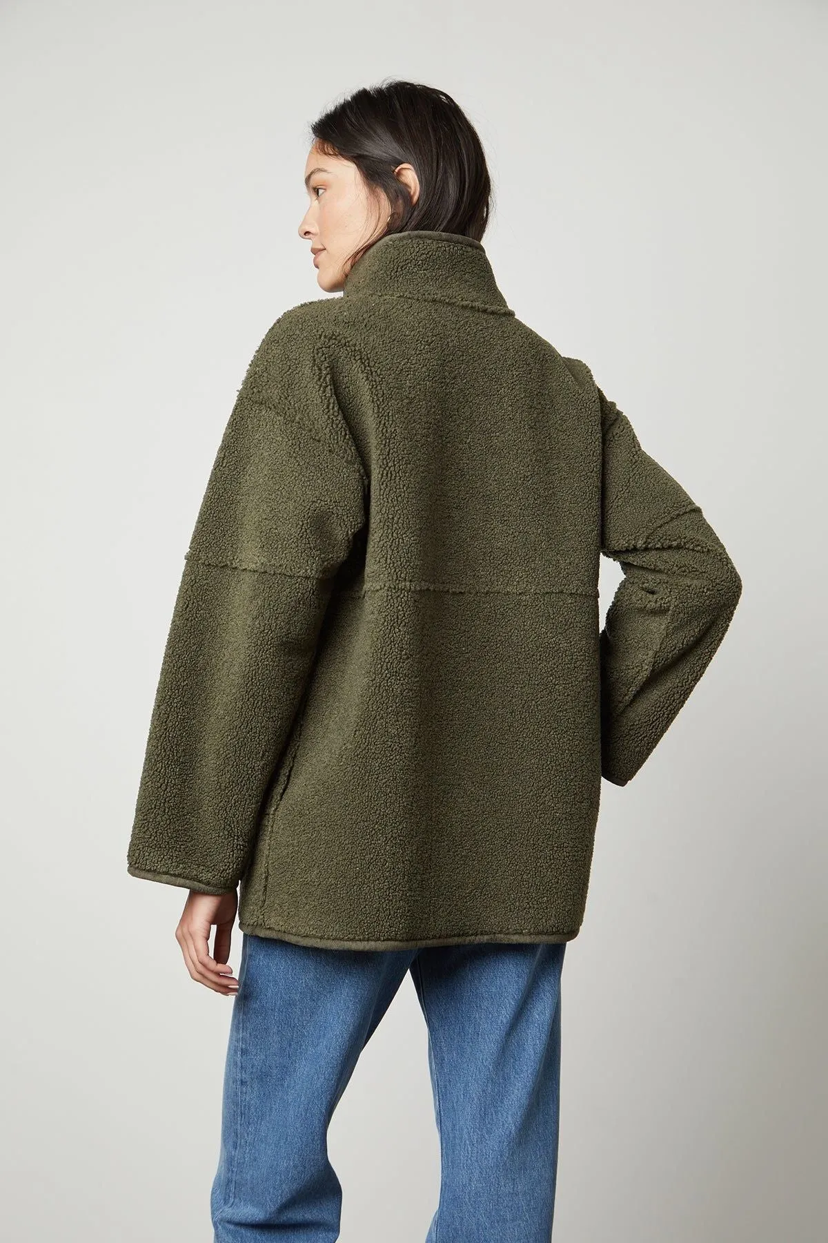 Velvet by Graham & Spencer Albany 03 Luxe Sherpa Reversible Jacket | Army | Clearance Final Sale