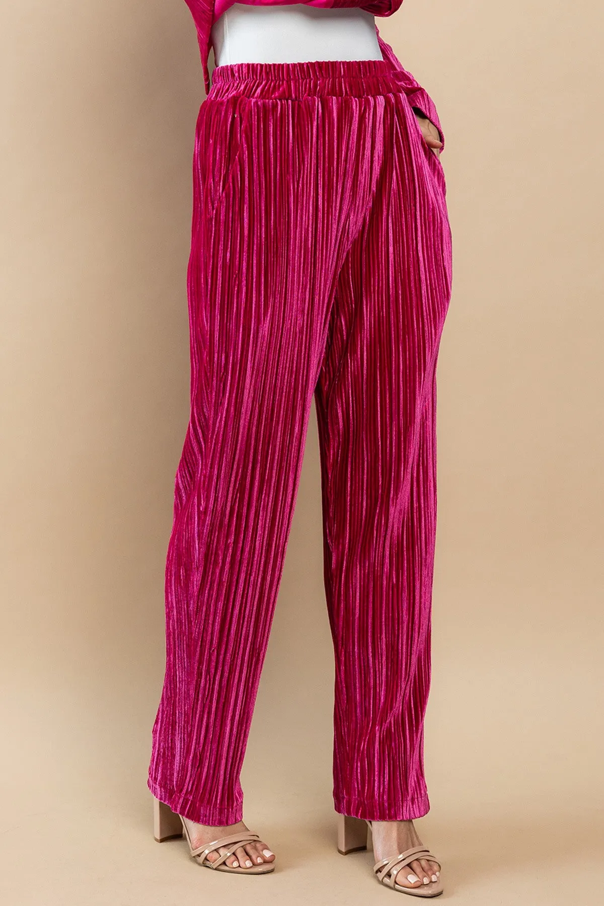 Velvet Dreams Fuchsia Pleated Pants