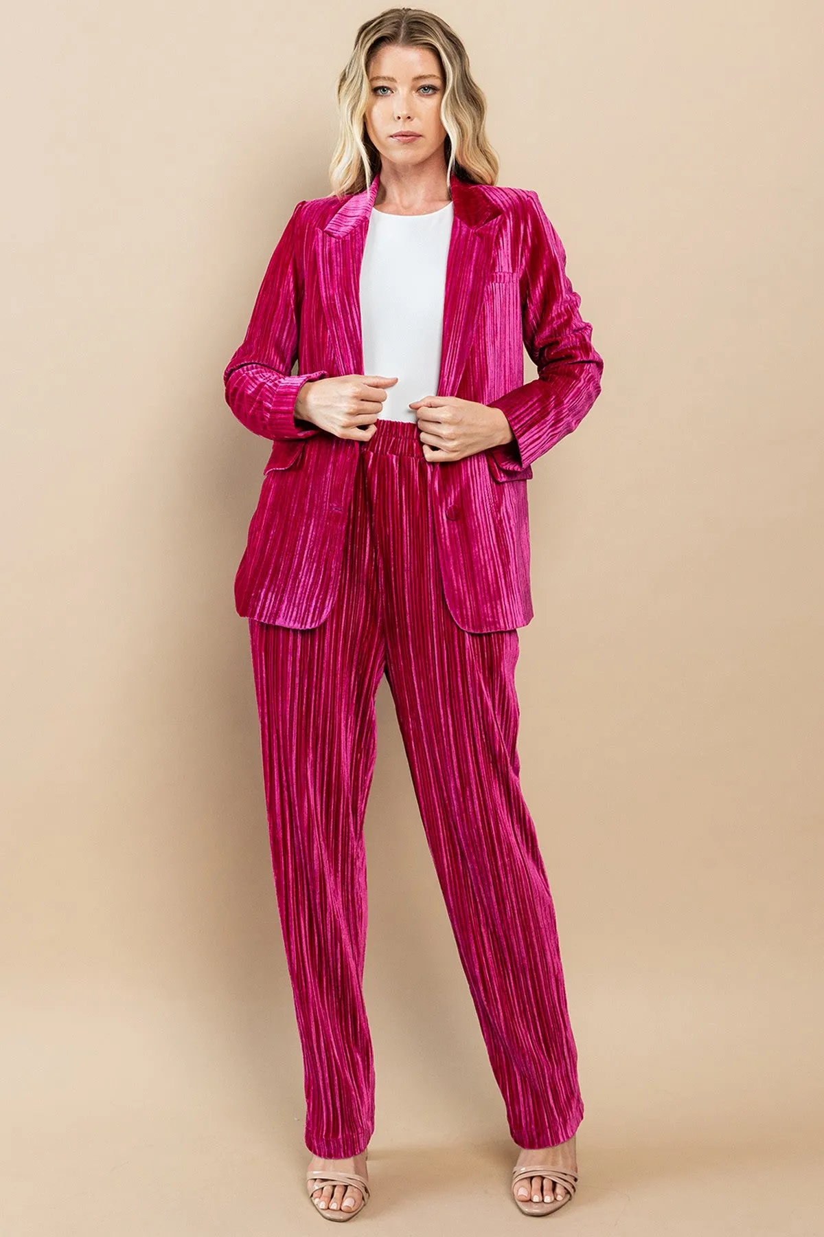 Velvet Dreams Fuchsia Pleated Pants