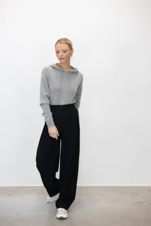 WIDE LEG PLEATED CREPE PANTS