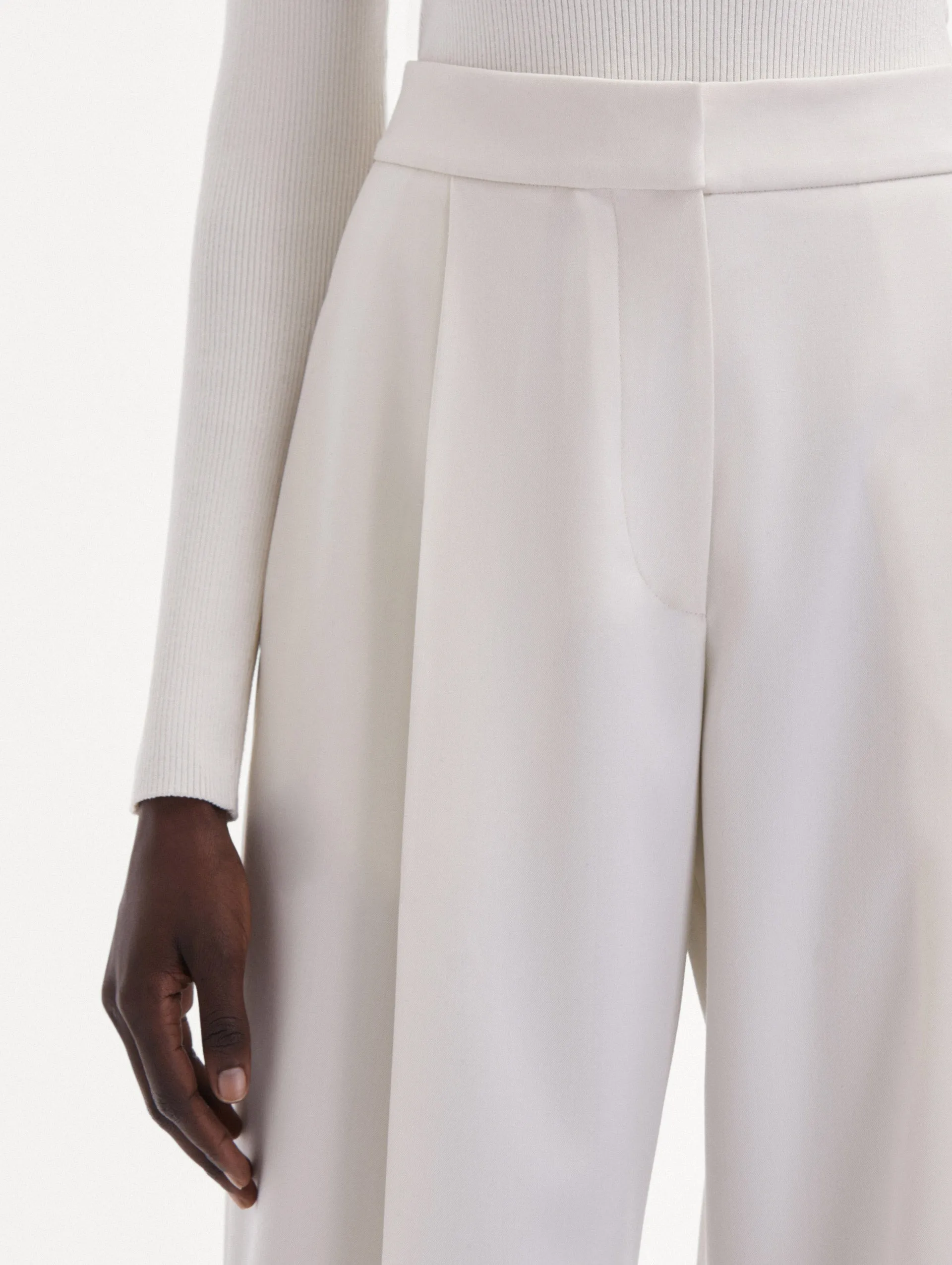 Wide Leg Wool Gabardine Pant