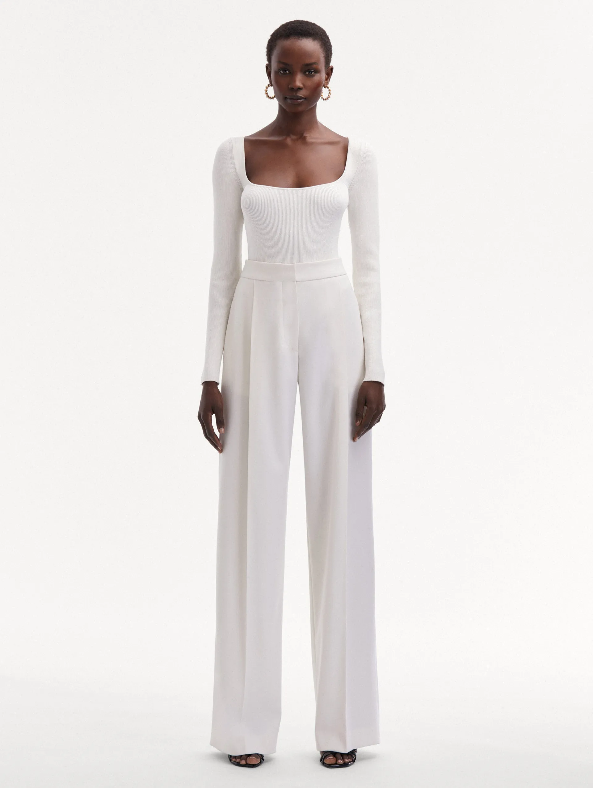 Wide Leg Wool Gabardine Pant