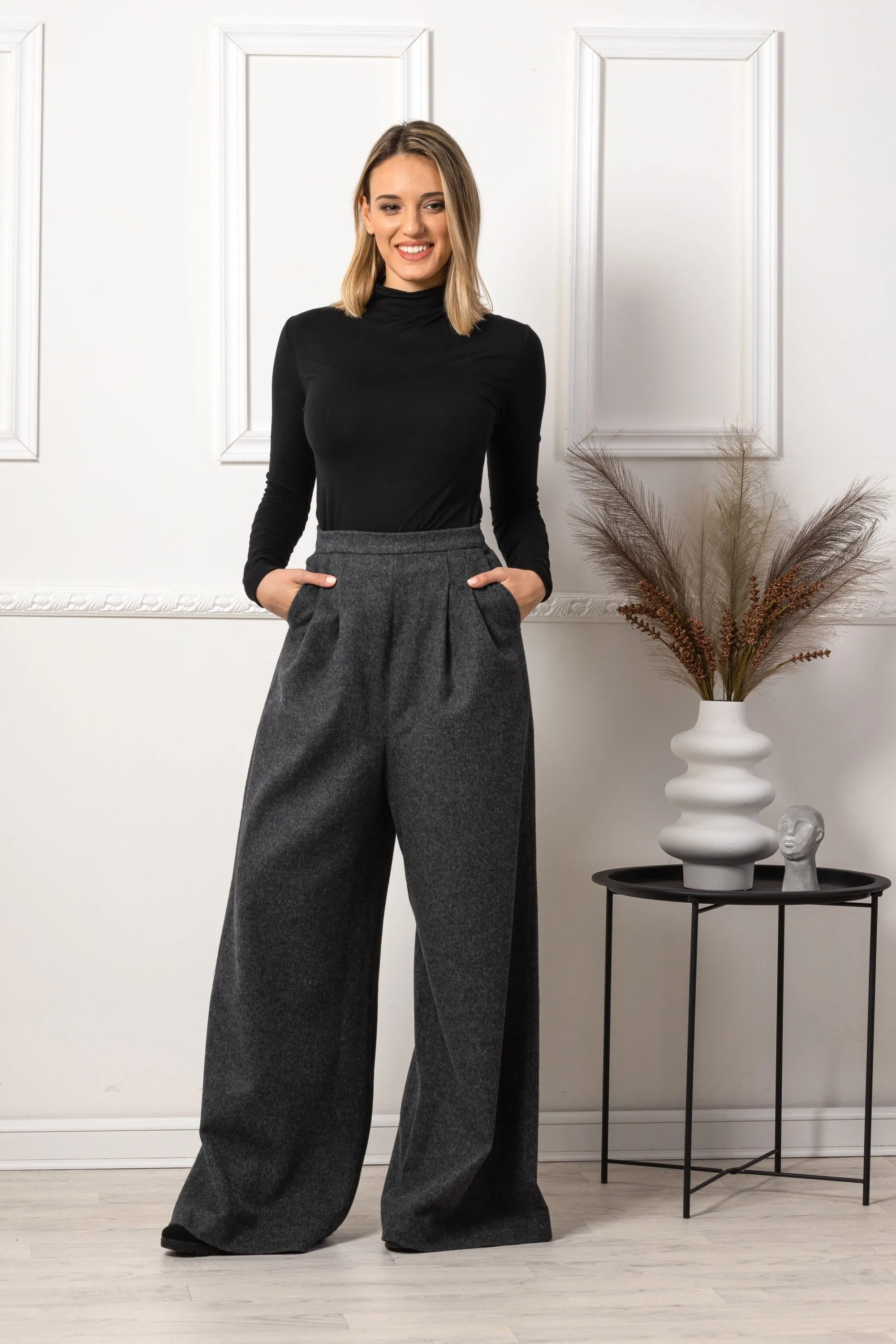 Wide Leg Wool Pants