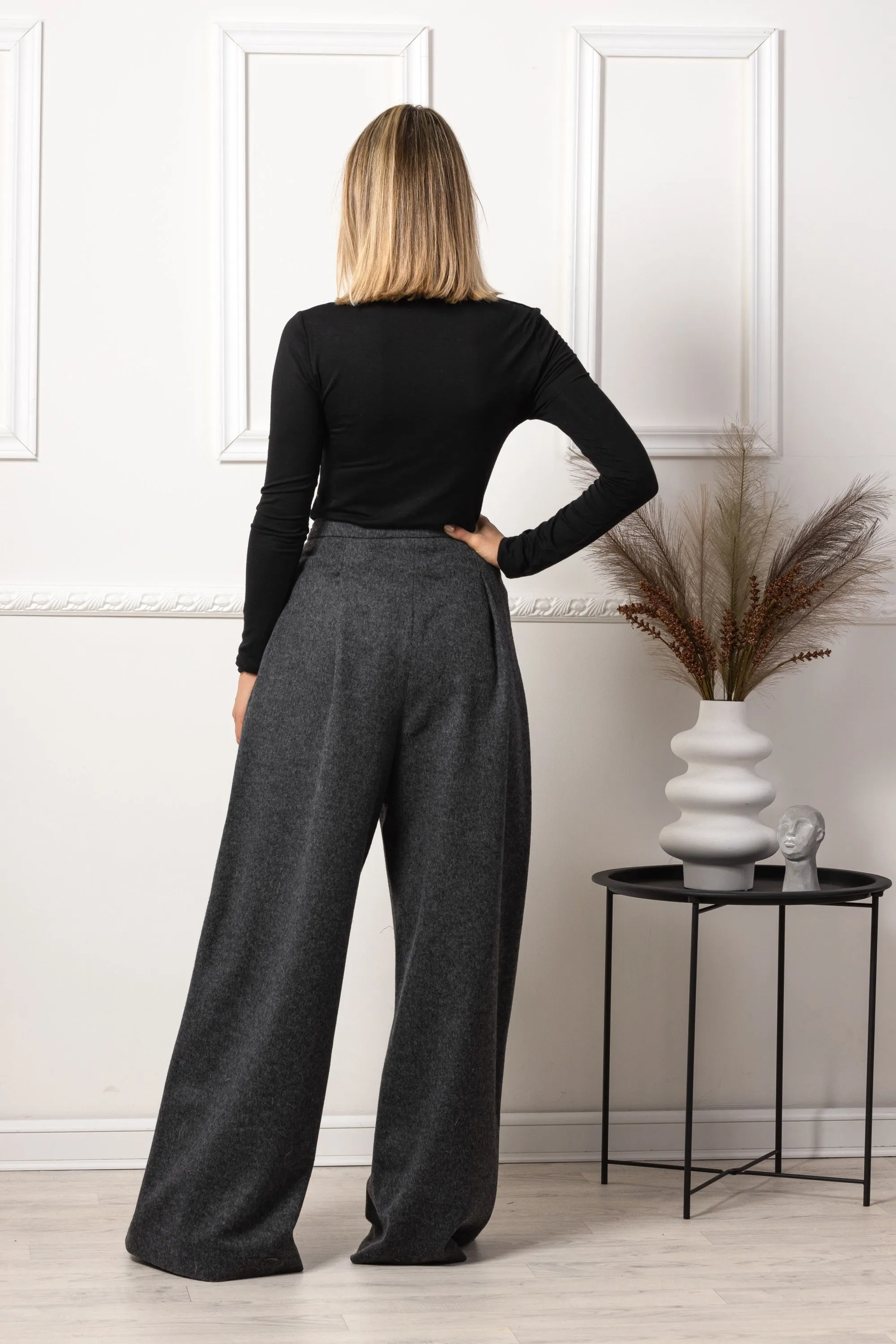 Wide Leg Wool Pants