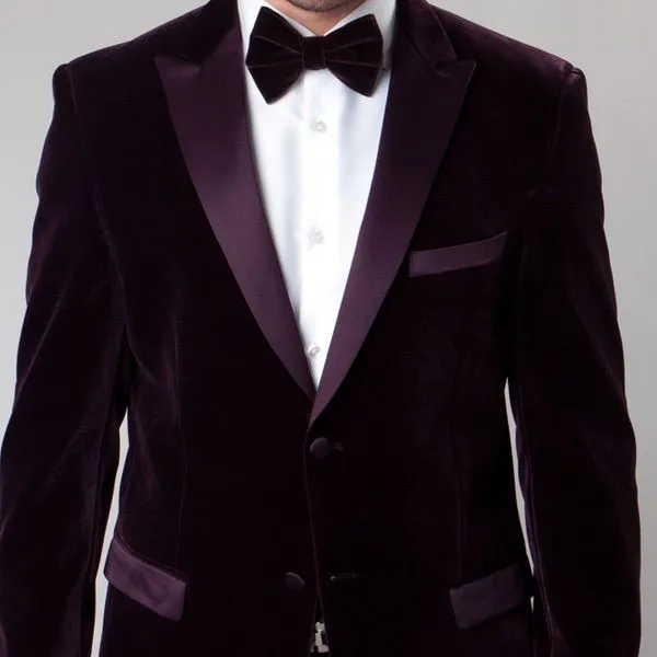 Wine Velvet Tuxedo Blazer