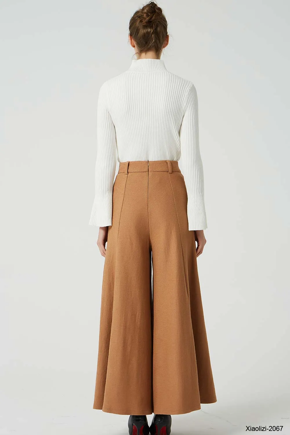 Winter pleated wide leg wool pant 2067