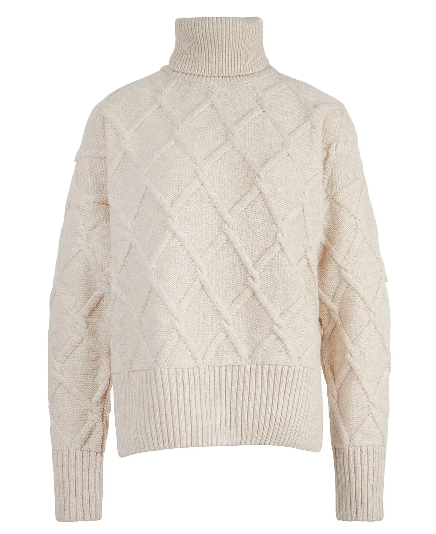 Women's Barbour | Perch Knit Turtleneck Wool Blend Sweater | Oatmeal