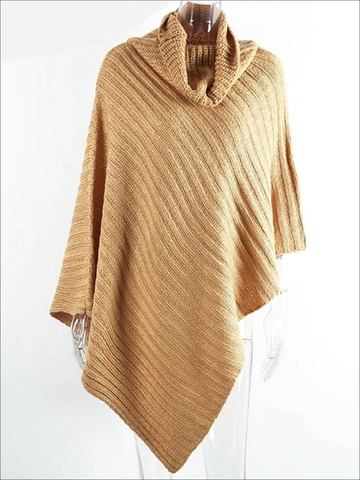 Women's Classic Knit Asymmetrical Poncho Sweater