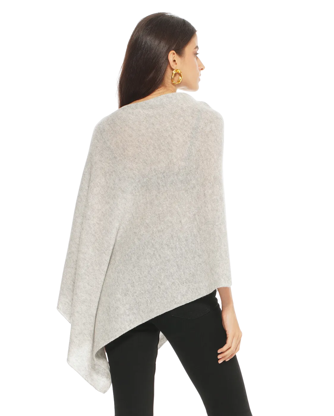 Women's Essential Pure Cashmere Poncho Light Grey