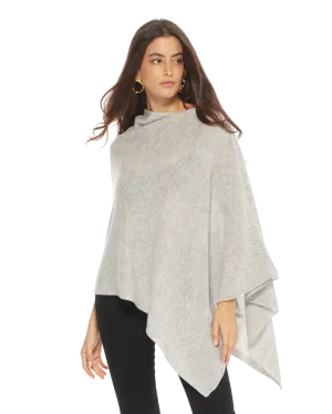 Women's Essential Pure Cashmere Poncho Light Grey