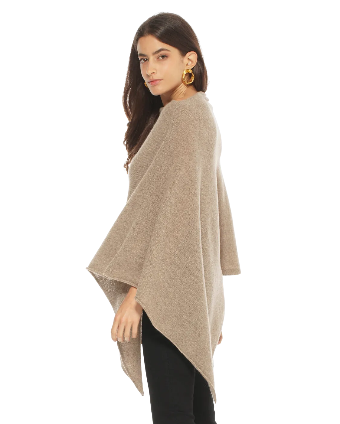 Women's Essential Pure Cashmere Poncho Taupe