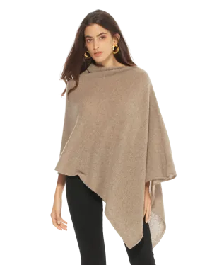 Women's Essential Pure Cashmere Poncho Taupe