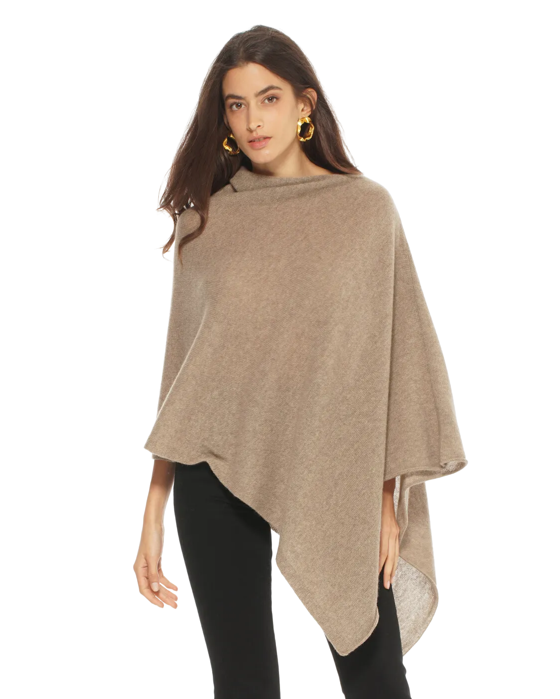 Women's Essential Pure Cashmere Poncho Taupe