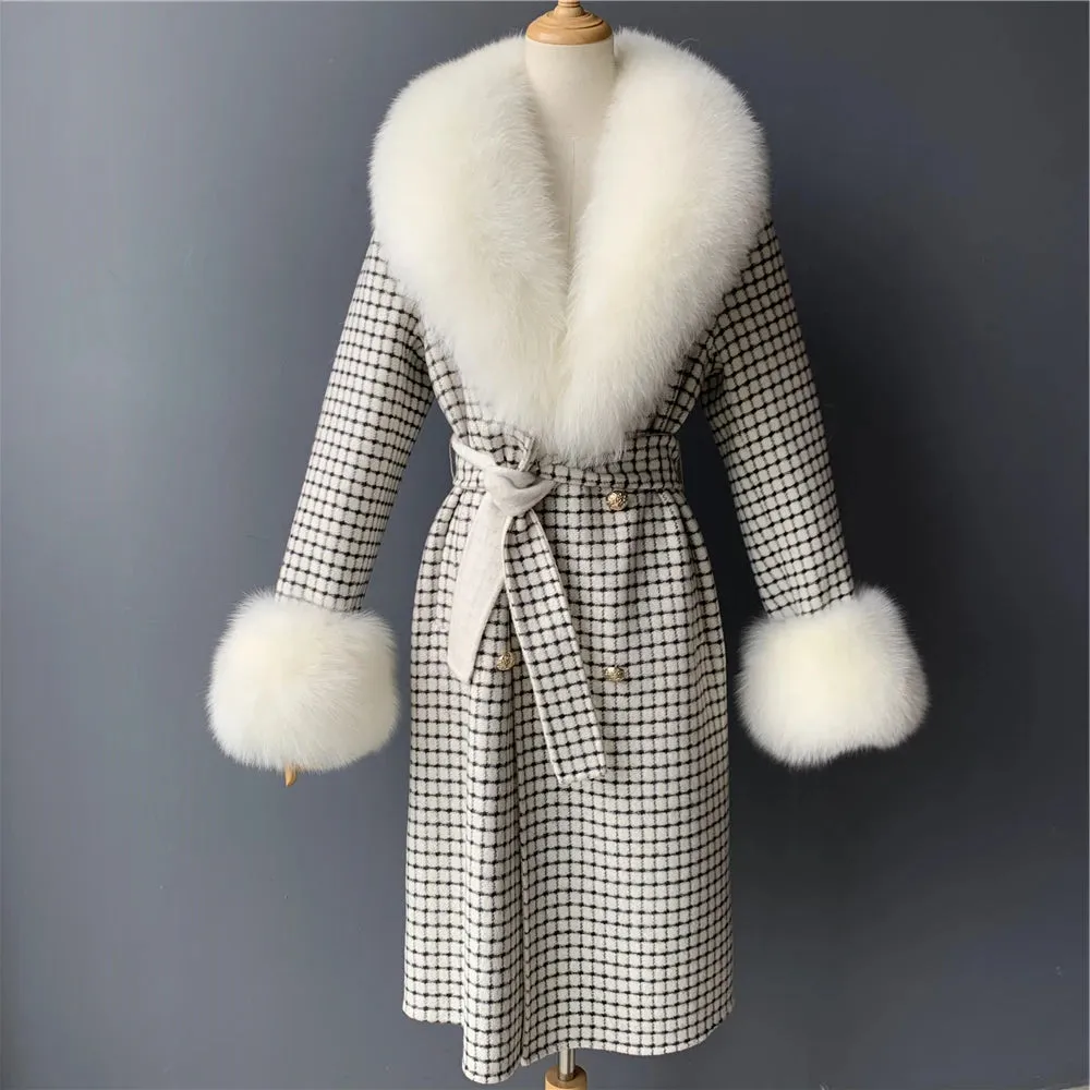 Women's Luxury Wool Coat with Designer Fur