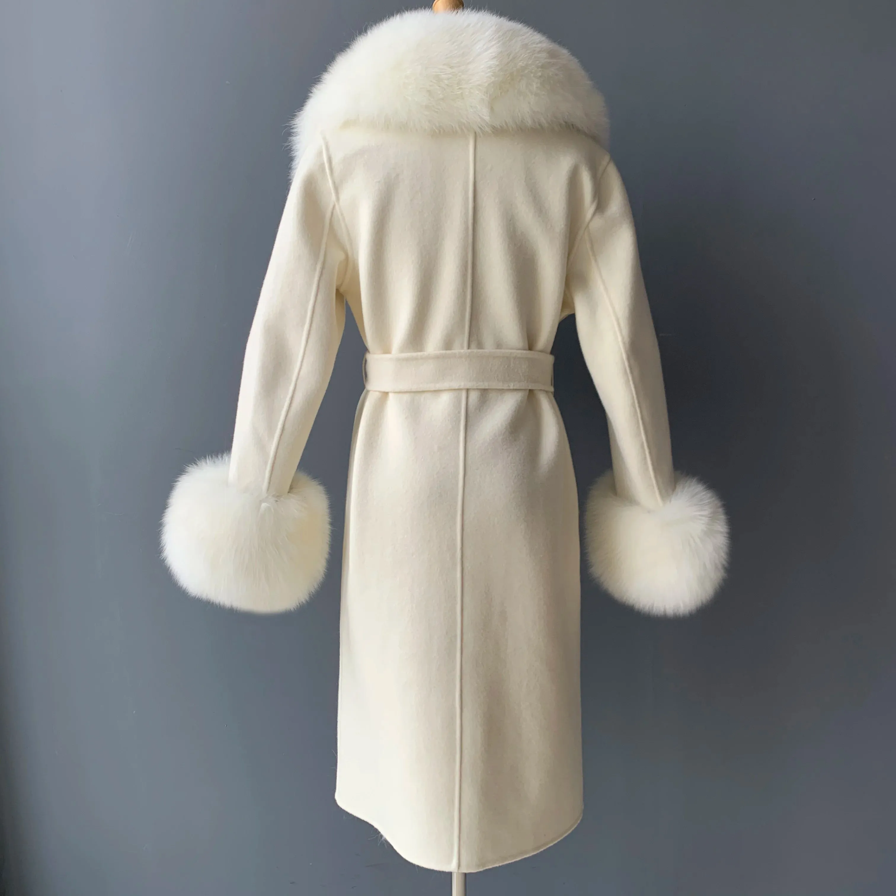 Women's Luxury Wool Coat with Designer Fur