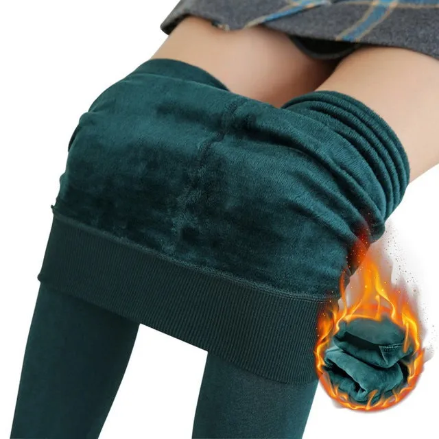 Womens Winter Leggings Velvet Fleece Insulated Tights Thermal Pants