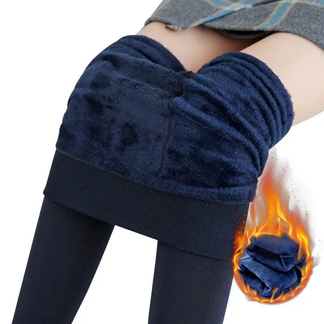 Womens Winter Leggings Velvet Fleece Insulated Tights Thermal Pants