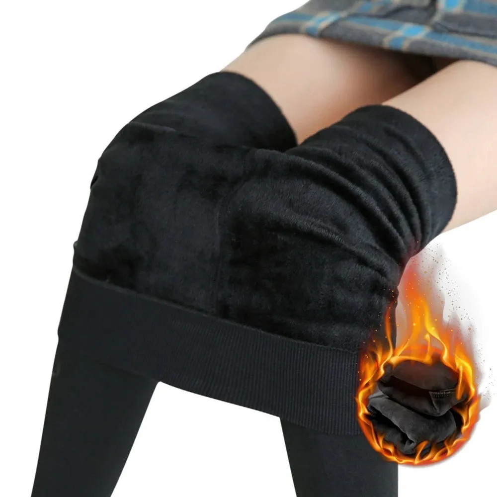 Womens Winter Leggings Velvet Fleece Insulated Tights Thermal Pants