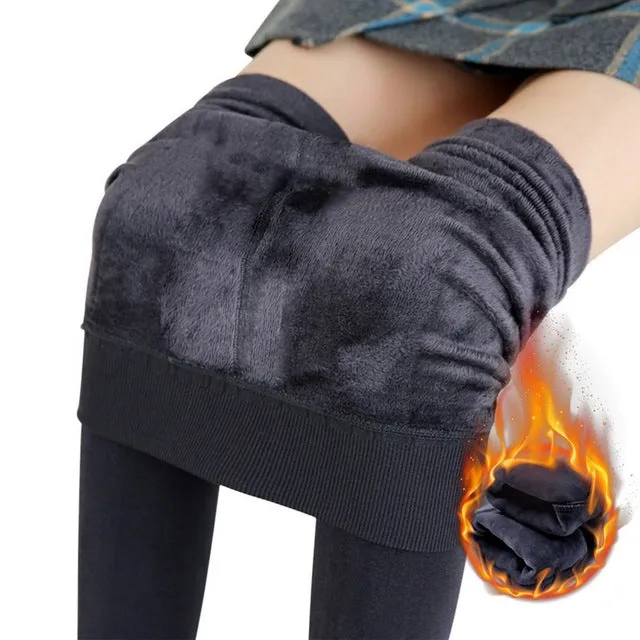 Womens Winter Leggings Velvet Fleece Insulated Tights Thermal Pants