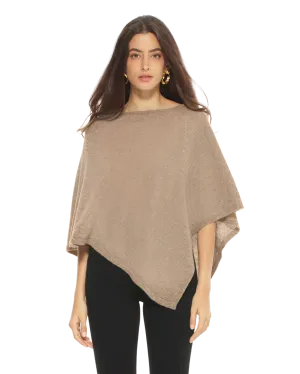 Womens's Pure Cashmere Capelet Poncho Taupe