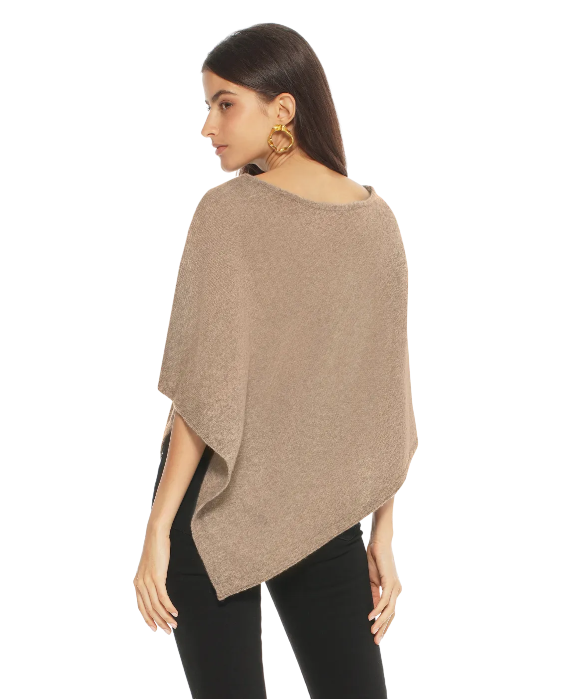 Womens's Pure Cashmere Capelet Poncho Taupe