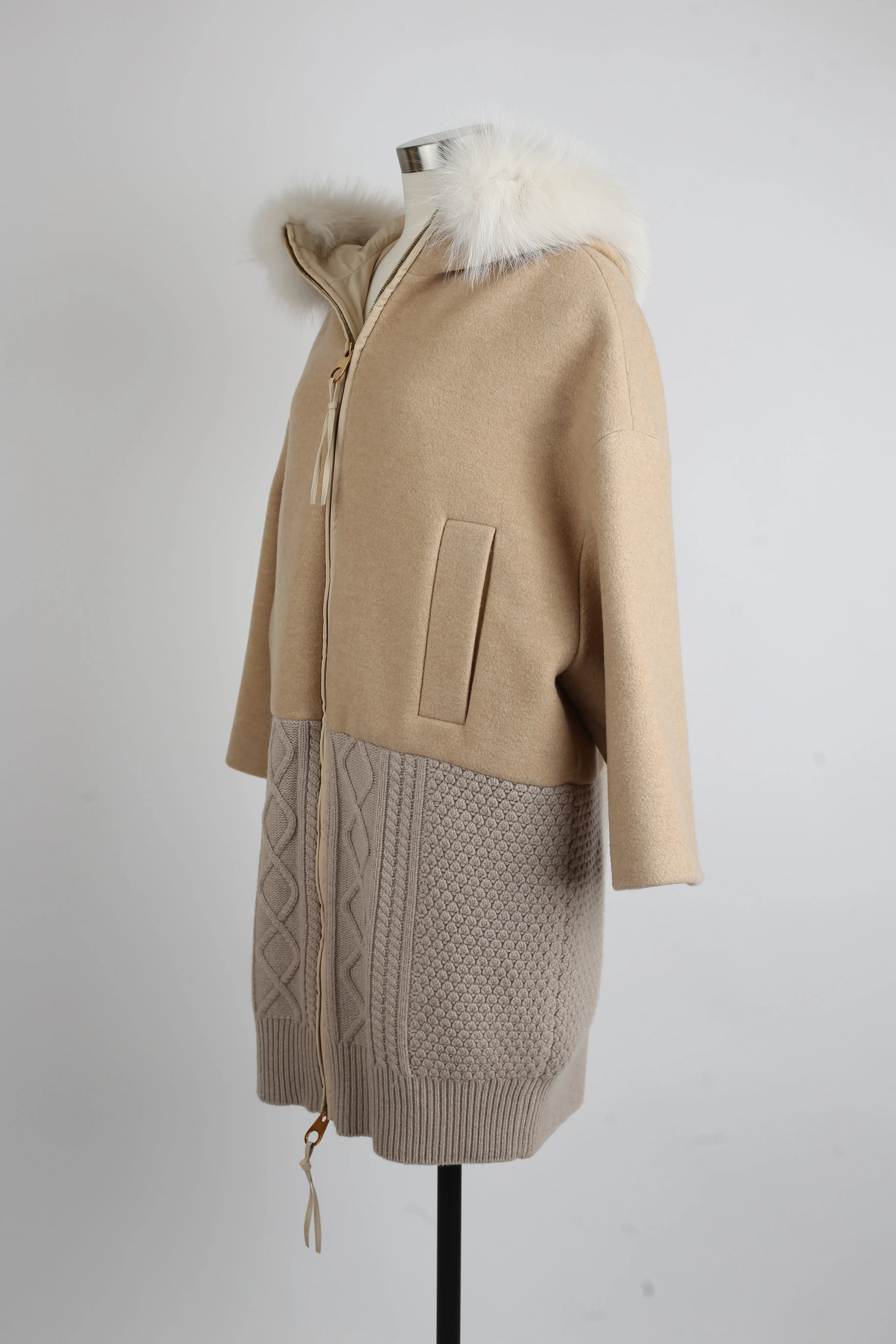 Wool-Cashmere Fur Trim Coat