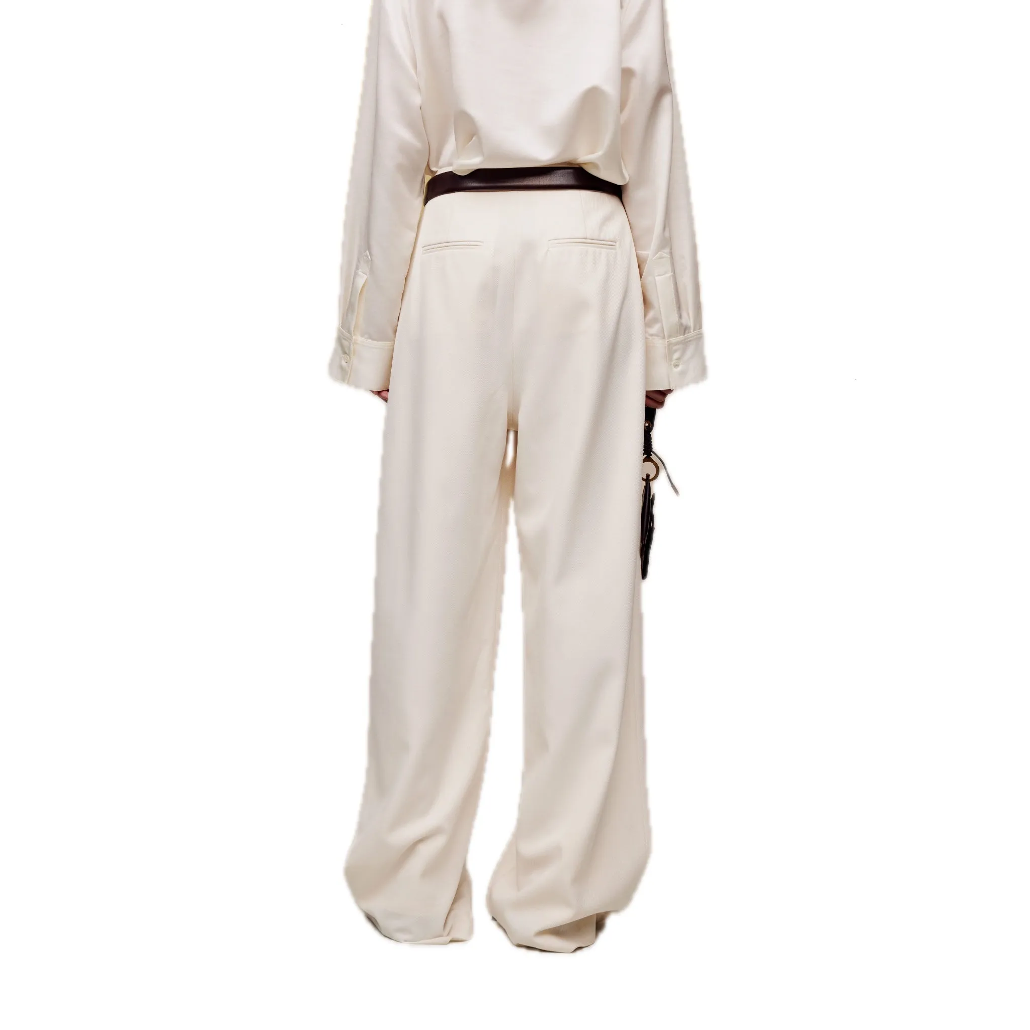 Wool Wide Leg Pants in White