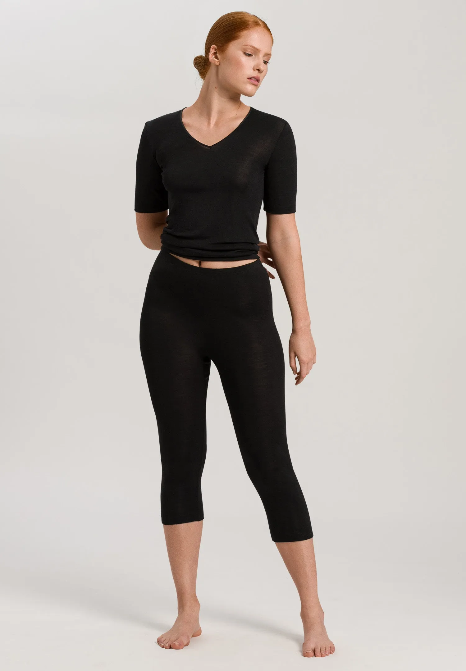 Woolen Silk W Wool and Silk Cropped Leggings | Black 71419-018